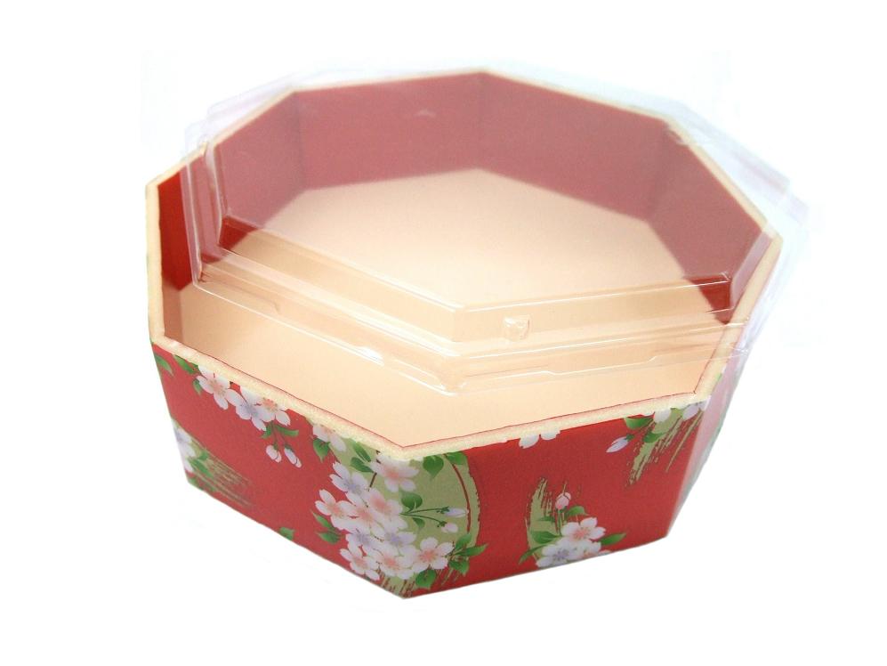 折箱　ヤサカ　折箱メーカー　　ＷＶ８角５．１寸赤宝扇華（ボ）
