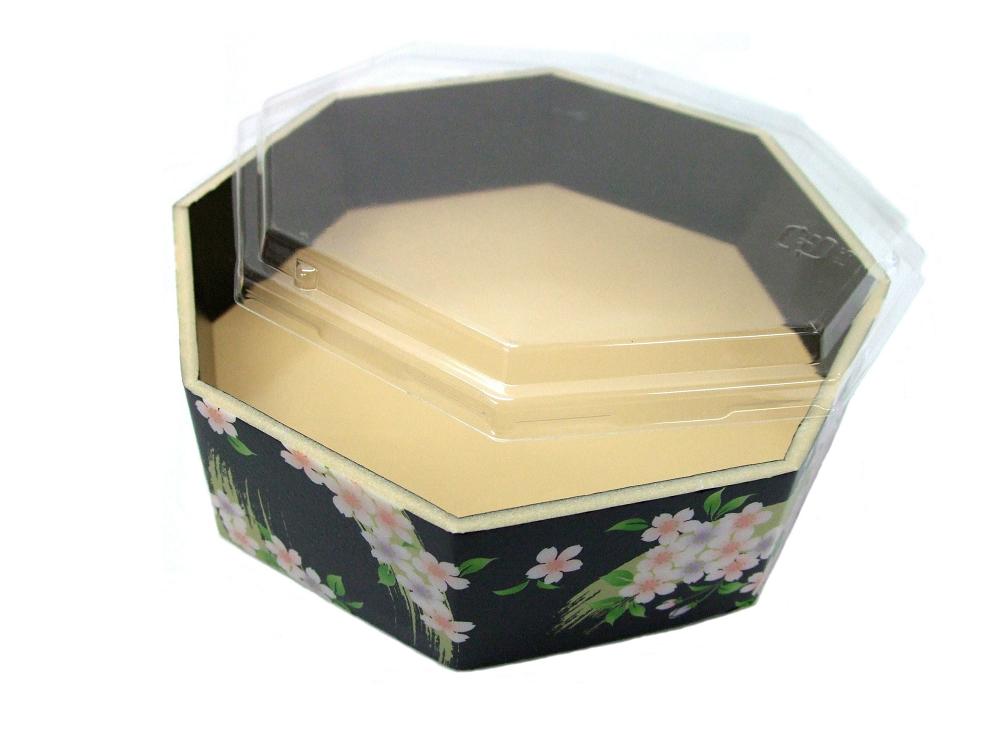 折箱　ヤサカ　折箱メーカー　ＷＶ８角５．１寸黒宝扇華（ボ）